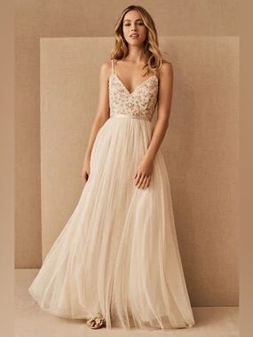 Needle & Thread Ivory Floral Embroidered Bust Maxi Dress